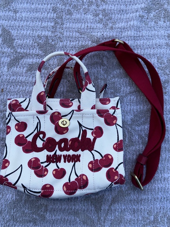 Coach Handbags - Coach Cherry Print Cargo Tote Canvas Mini